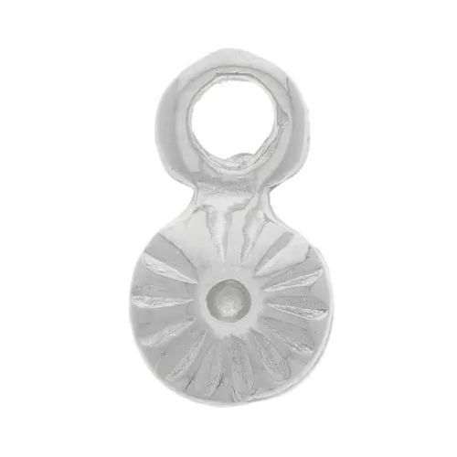 6mm Mini Round striped Charm - Rhodium Tone x4