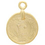 17mm Coin pendant - Fine Gold-plated x1