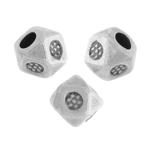 3.5mm Square faceted beads - Antique Silver Tone x10