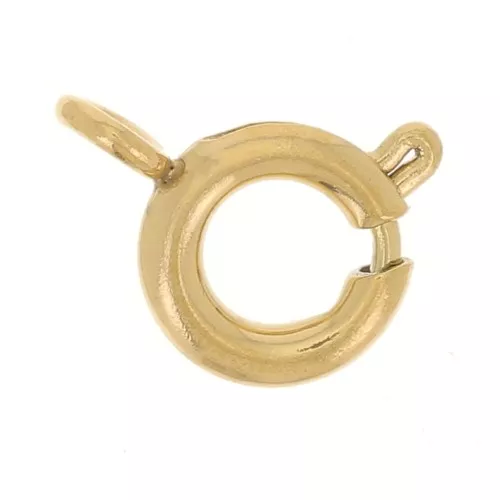 6mm 304L Stainless Steel Spring Clasps with closed ring - Gold Tone x10