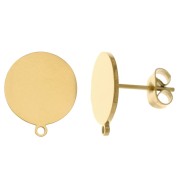12mm Stainless steel 304 Disc earstuds with ring - Gold x20|raw }}