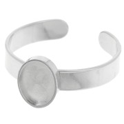 8x6mm Stainless steel 304 Adjustable thin ring for flat back cabochon x1