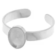 8x6mm Stainless steel 304 Adjustable thin ring for flat back cabochon x1