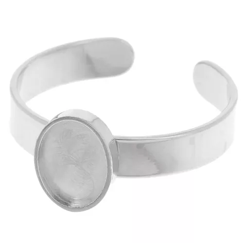 8x6mm Stainless steel 304 Adjustable thin ring for flat back cabochon x1