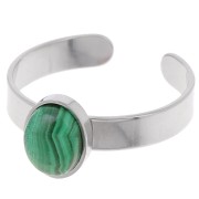 8x6mm Stainless steel 304 Adjustable thin ring for flat back cabochon x1