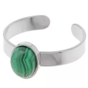 8x6mm Stainless steel 304 Adjustable thin ring for flat back cabochon x1