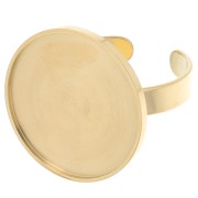 20mm Stainless steel 304 Adjustable ring for flat back cabochon - Gold Tone x1
