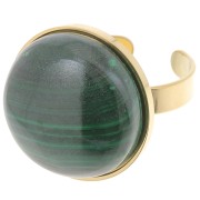 20mm Stainless steel 304 Adjustable ring for flat back cabochon - Gold Tone x1