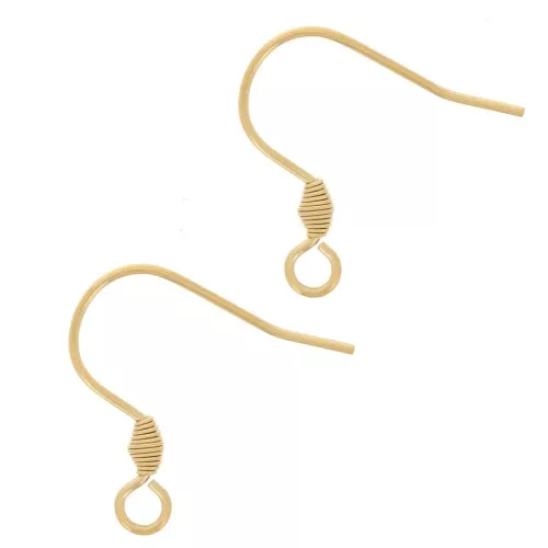 17mm Stainless steel 304 Earwires with open ring - Gold Tone x2