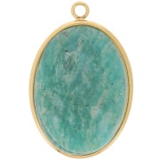 25x18mm Stainless steel 304 Oval pendant for flat back cabochon - gold tone x1