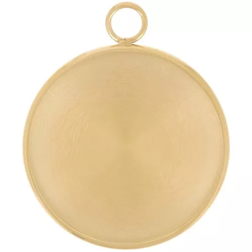 20mm Stainless steel 304 Round pendant for flat back cabochon - Gold Tone x1