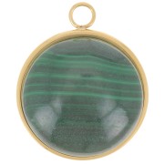 20mm Stainless steel 304 Round pendant for flat back cabochon - Gold Tone x1