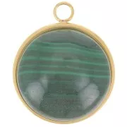 20mm Stainless steel 304 Round pendant for flat back cabochon - Gold Tone x1