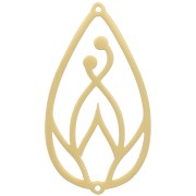 40x22mm 316L stainless steel Hollow drop spacer - lotus pattern - God Tone x1