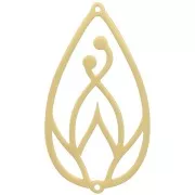 40x22mm 316L stainless steel Hollow drop spacer - lotus pattern - God Tone x1