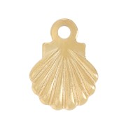 Mini seashell charms, 7.5 x 6 mm - Gold-plated 304 stainless steel, set of 10