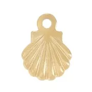 Mini seashell charms, 7.5 x 6 mm - Gold-plated 304 stainless steel, set of 10