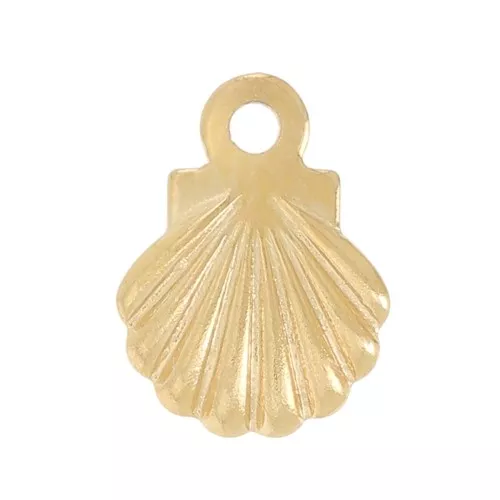 Mini seashell charms, 7.5 x 6 mm - Gold-plated 304 stainless steel x10