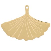 16x22mm 316L Stainless Steel Ginkgo Leaf Charm - Gold Tone x1|raw }}