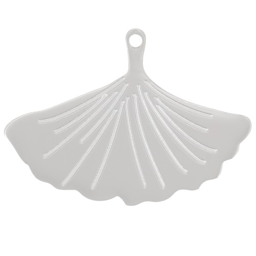 16x22mm 316L Stainless Steel Ginkgo Leaf Charm x1