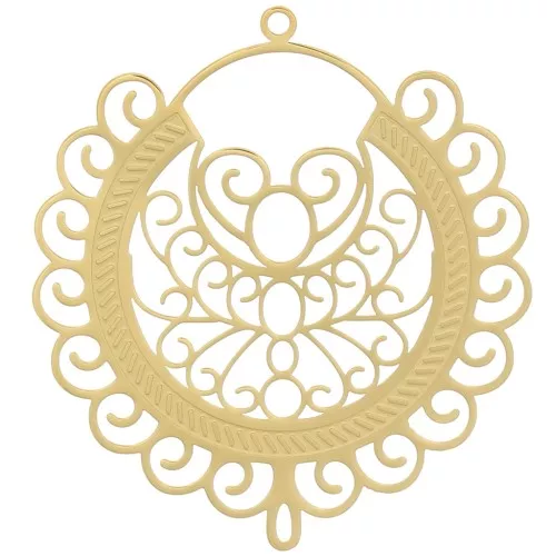 41mm filigree effect Pendant - oriental pattern - Stainless steel 316L - GOLD x1