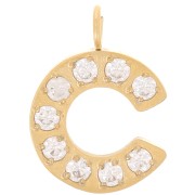 13mm St. steel 316L letter alphabet Charm with Zirconium oxides - C - GOLD x1|raw }}
