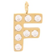 13mm St. steel 316L letter alphabet Charm with Zirconium oxides - F - GOLD x1|raw }}