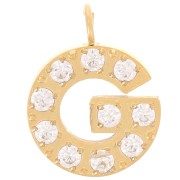13mm St. steel 316L letter alphabet Charm with Zirconium oxides - G - GOLD x1