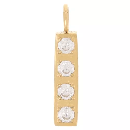 13mm St. steel 316L letter alphabet Charm with Zirconium oxides - I - GOLD x1