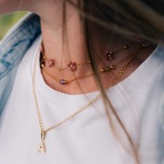 13mm St. steel 316L letter alphabet Charm with Zirconium oxides - M - GOLD x1