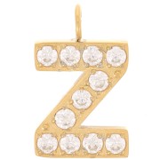 13mm St. steel 316L letter alphabet Charm with Zirconium oxides - Z - GOLD x1|raw }}