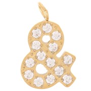 13mm Stainless steel 316L ampersand charm - Zirconium oxides - & - Gold x1