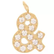 13mm Stainless steel 316L ampersand charm - Zirconium oxides - & - Gold x1