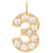 13mm Stainless steel 316L Charm number and Zirconium oxides - 3 - Gold Tone x1|raw }}