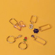 13mm Stainless steel 316L Charm number and Zirconium oxides - 3 - Gold Tone x1