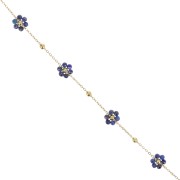 304L Stainless Steel Gemstone Flower cable Chain - Lapis lazuli x50cm