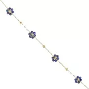 304L Stainless Steel Gemstone Flower cable Chain - Lapis lazuli x50cm