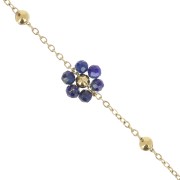 304L Stainless Steel Gemstone Flower cable Chain - Lapis lazuli x50cm