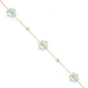 304L Stainless Steel Gemstone Flower cable Chain - Amazonite x50cm