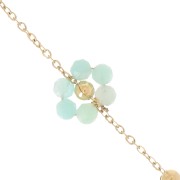 304L Stainless Steel Gemstone Flower cable Chain - Amazonite x50cm
