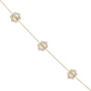 304L Stainless Steel Gemstone Flower cable Chain - Labradorite x50cm