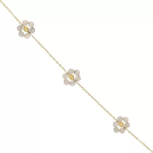 304L Stainless Steel Gemstone Flower cable Chain - Labradorite x50cm