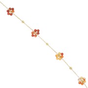 304L Stainless Steel Gemstone Flower cable Chain - carnelian x50cm|raw }}