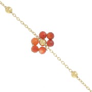 304L Stainless Steel Gemstone Flower cable Chain - carnelian x50cm