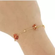 304L Stainless Steel Gemstone Flower cable Chain - carnelian x50cm