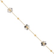 304L Stainless Steel Gemstone Flower cable Chain - Rutile quartz x50cm