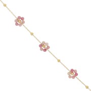 304L Stainless Steel Gemstone Flower cable Chain - Rhodochrosite x50cm|raw }}
