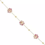 304L Stainless Steel Gemstone Flower cable Chain - Rhodochrosite x50cm