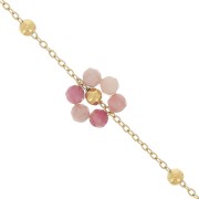 304L Stainless Steel Gemstone Flower cable Chain - Rhodochrosite x50cm
