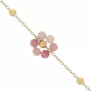 304L Stainless Steel Gemstone Flower cable Chain - Rhodochrosite x50cm